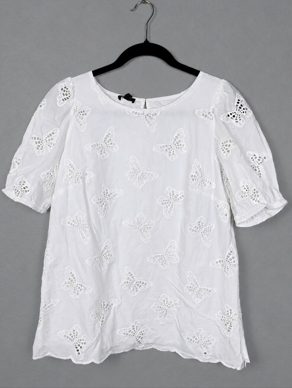 NWT Talbots Butterfly Eyelet Embroidered Cotton Blouse White Cottagecore Top S